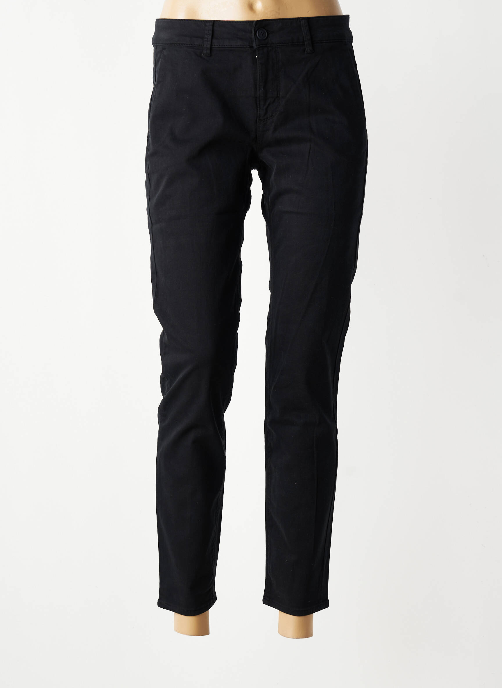 Pantalon chino stretch taille normale noir HAPPY femme