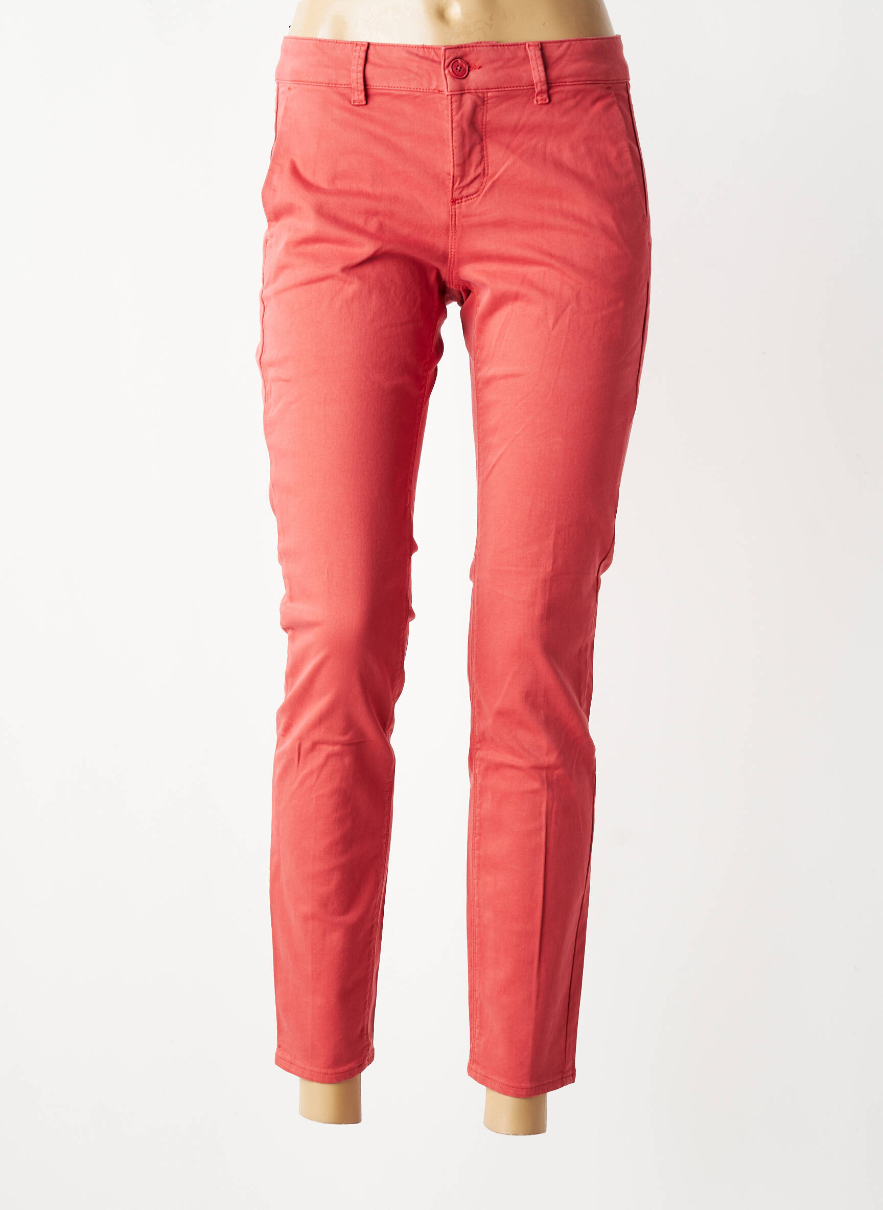Pantalon chino stretch taille normale orange HAPPY femme