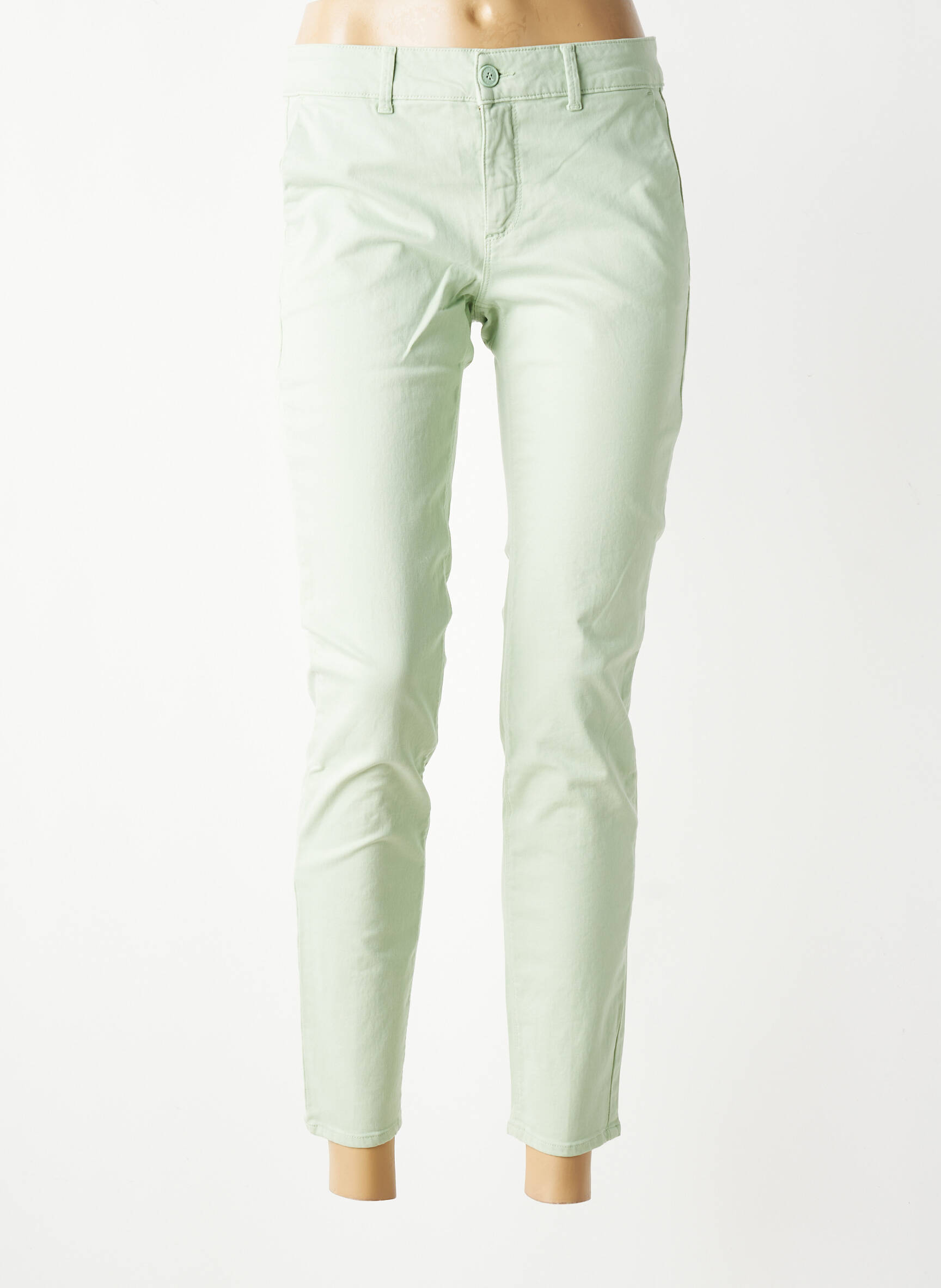 Pantalon chino stretch taille normale vert HAPPY femme