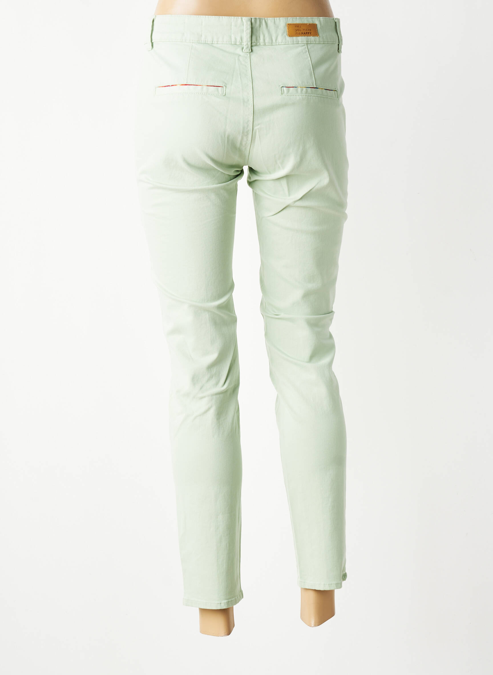 Pantalon chino stretch taille normale vert HAPPY femme