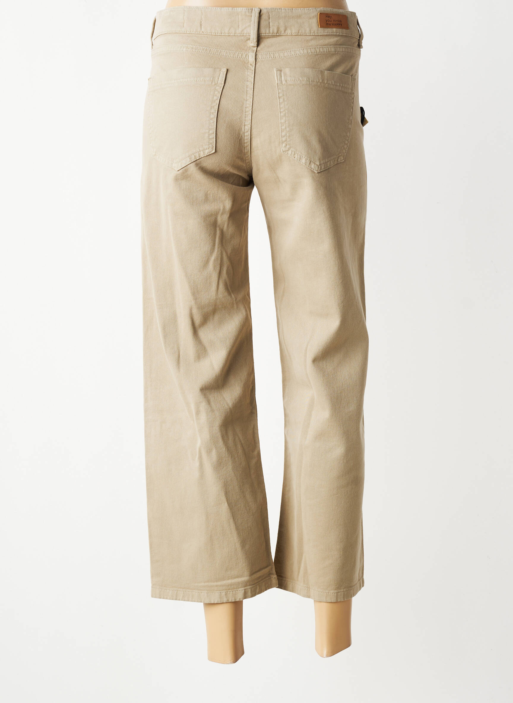 Pantalon 7/8 stretch taille normale beige HAPPY femme