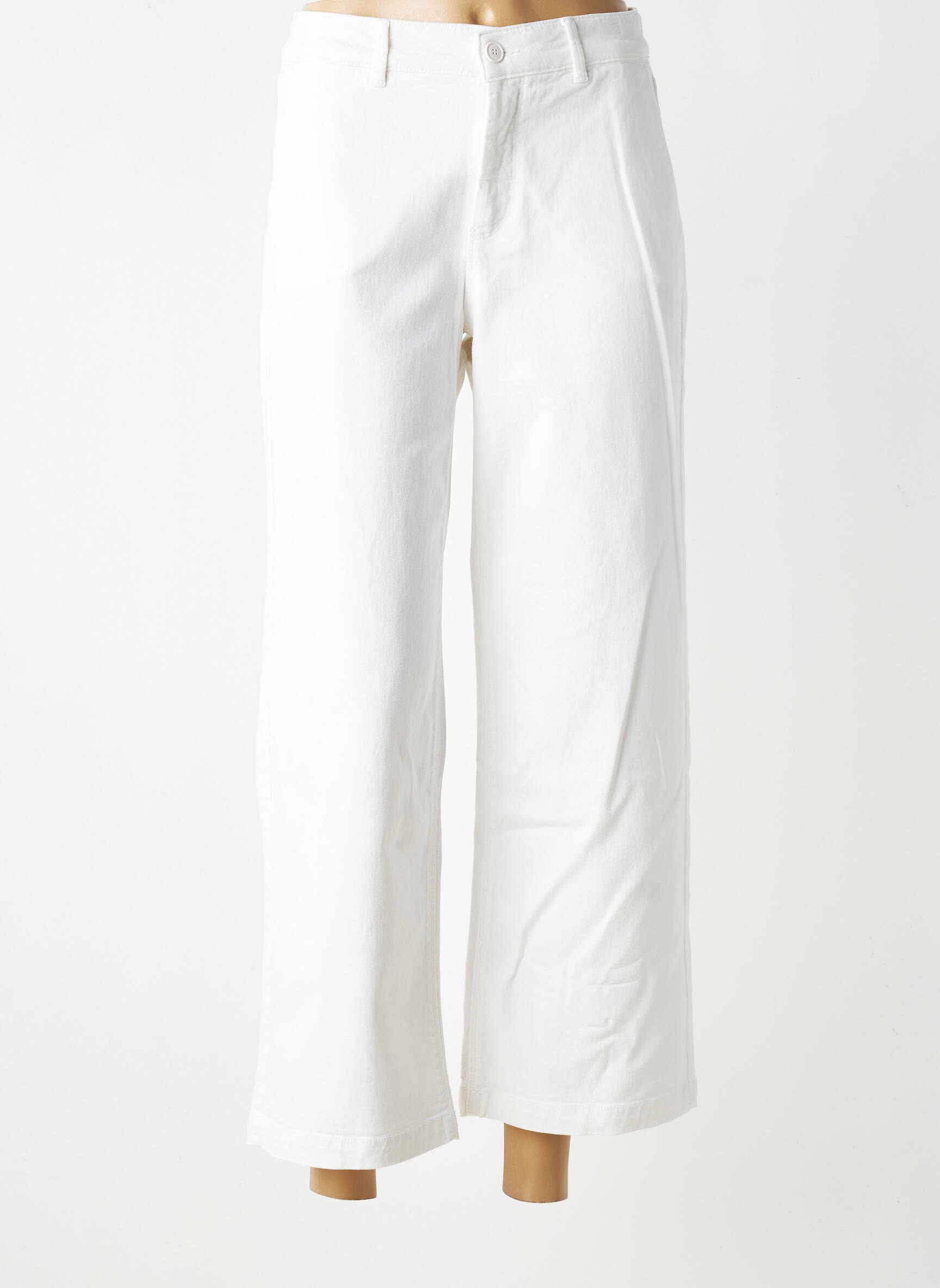 Pantalon 7/8 stretch taille normale blanc HAPPY femme