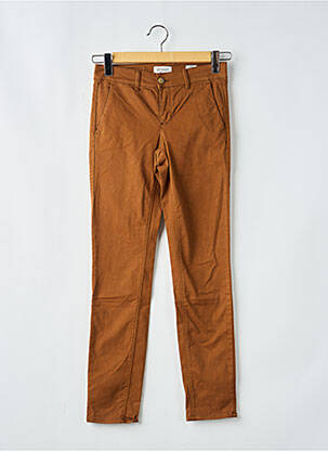 Pantalon chino tissage popeline taille normale marron HAPPY femme