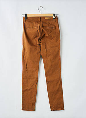 Pantalon chino tissage popeline taille normale marron HAPPY femme