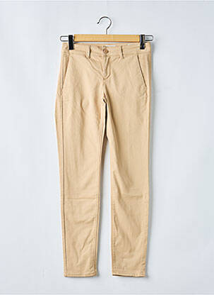 Pantalon chino tissage popeline taille normale beige fonce HAPPY femme