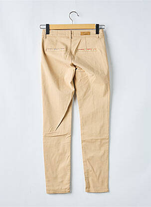 Pantalon chino tissage popeline taille normale beige fonce HAPPY femme