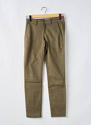 Pantalon chino tissage popeline taille normale vert HAPPY femme