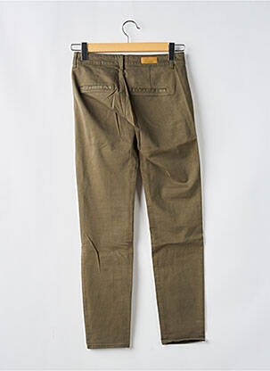 Pantalon chino tissage popeline taille normale vert HAPPY femme