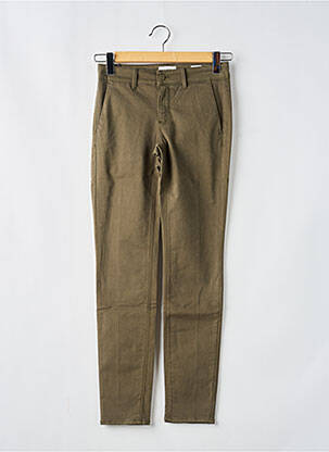 Pantalon chino tissage popeline taille normale vert HAPPY femme