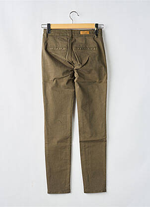 Pantalon chino tissage popeline taille normale vert HAPPY femme
