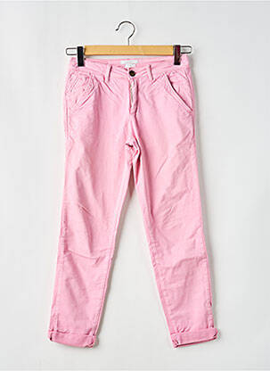 Pantalon chino tissage popeline taille normale rose REIKO femme