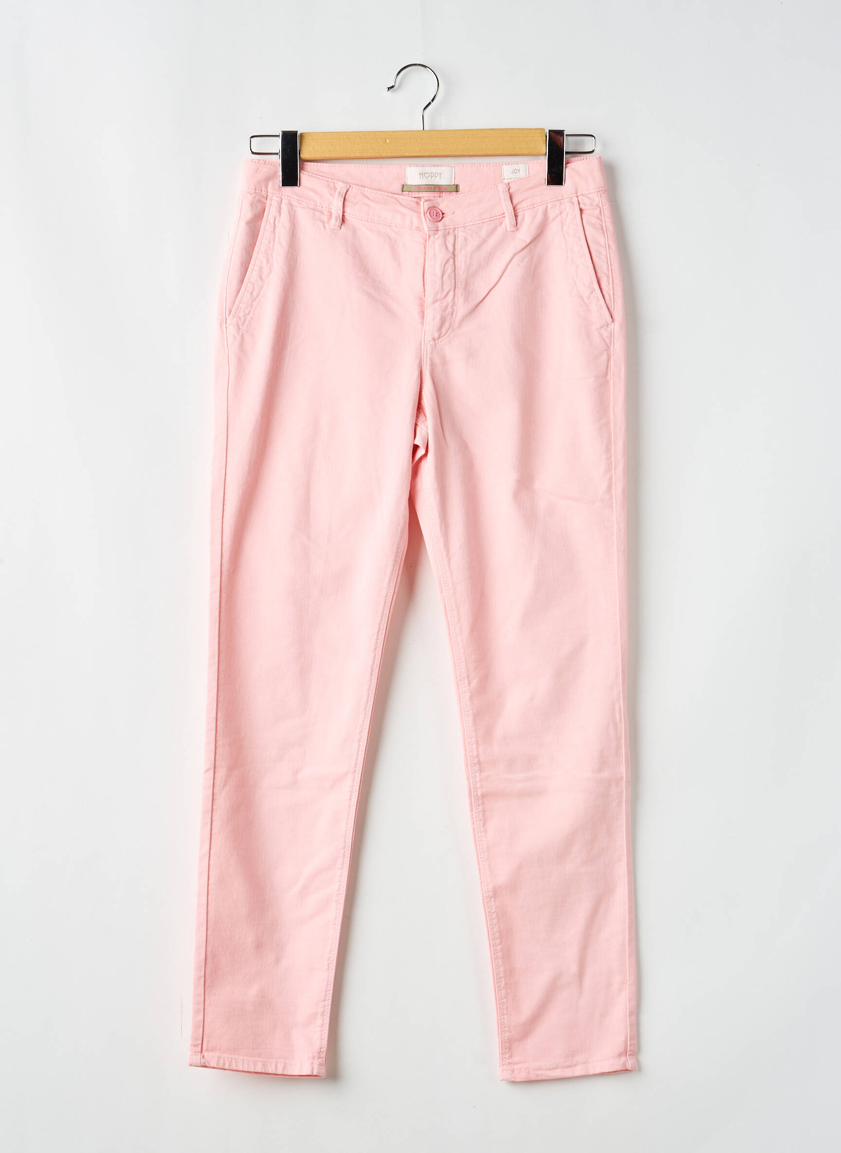 Pantalon chino tissage popeline taille normale rose HAPPY femme