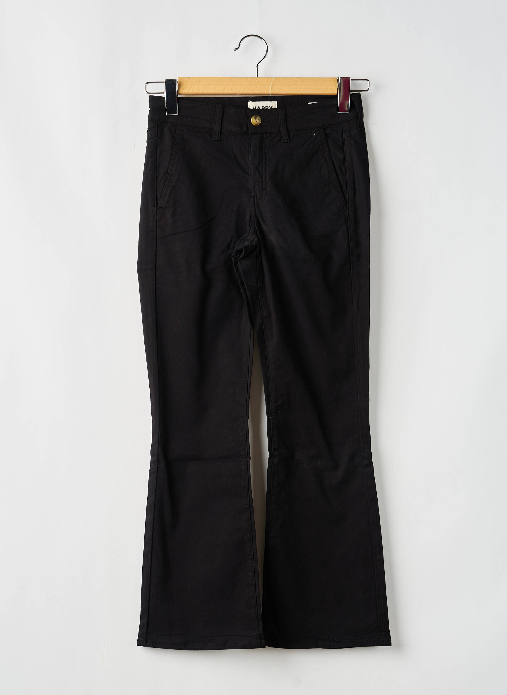Pantalon flare taille normale taille normale noir HAPPY femme