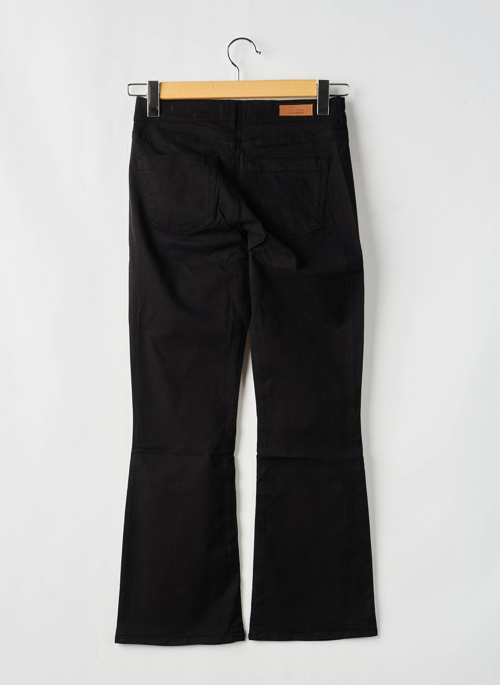 Pantalon flare taille normale taille normale noir HAPPY femme