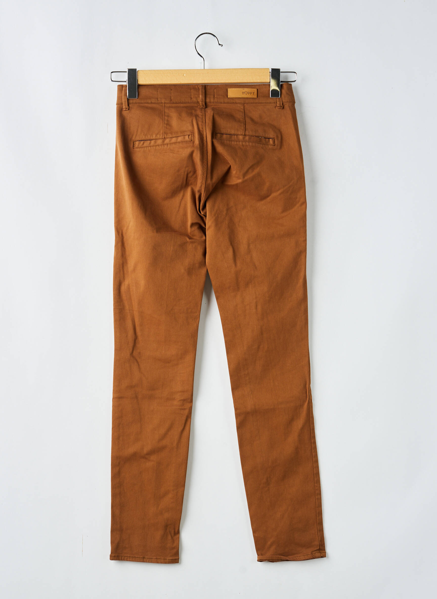 Pantalon chino tissage popeline taille normale marron HAPPY femme