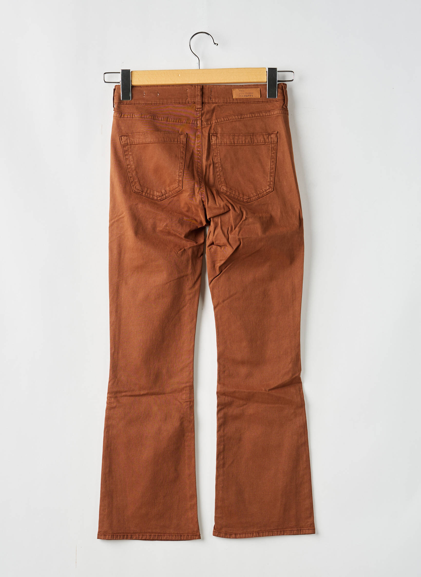 Pantalon flare taille normale taille normale marron HAPPY femme