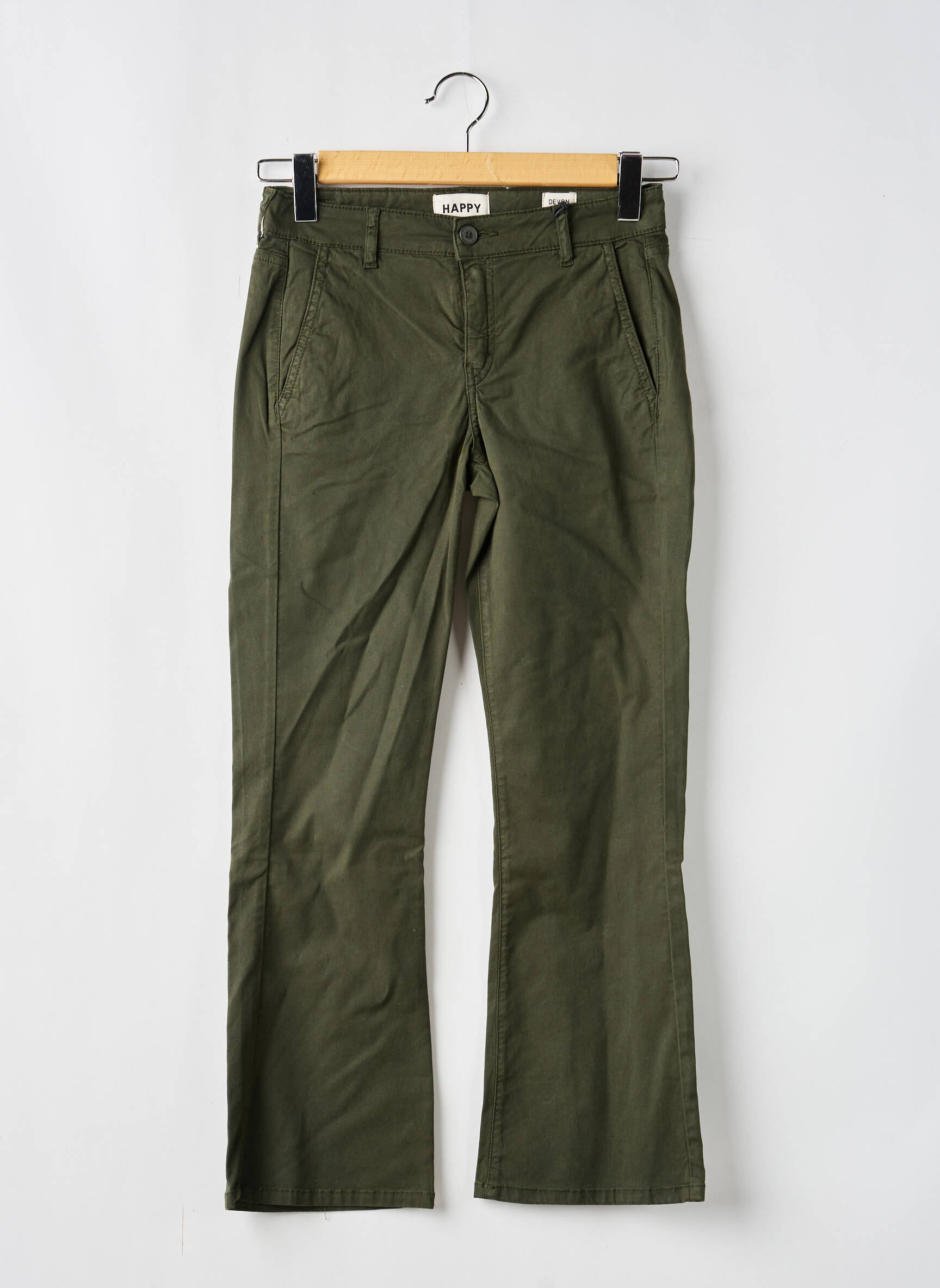 Pantalon flare taille normale taille normale vert HAPPY femme