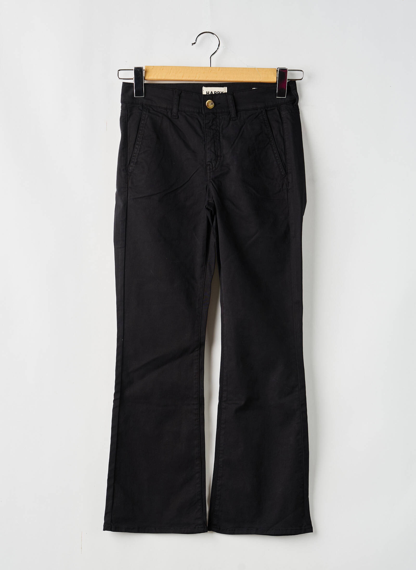 Pantalon flare taille normale taille normale noir HAPPY femme