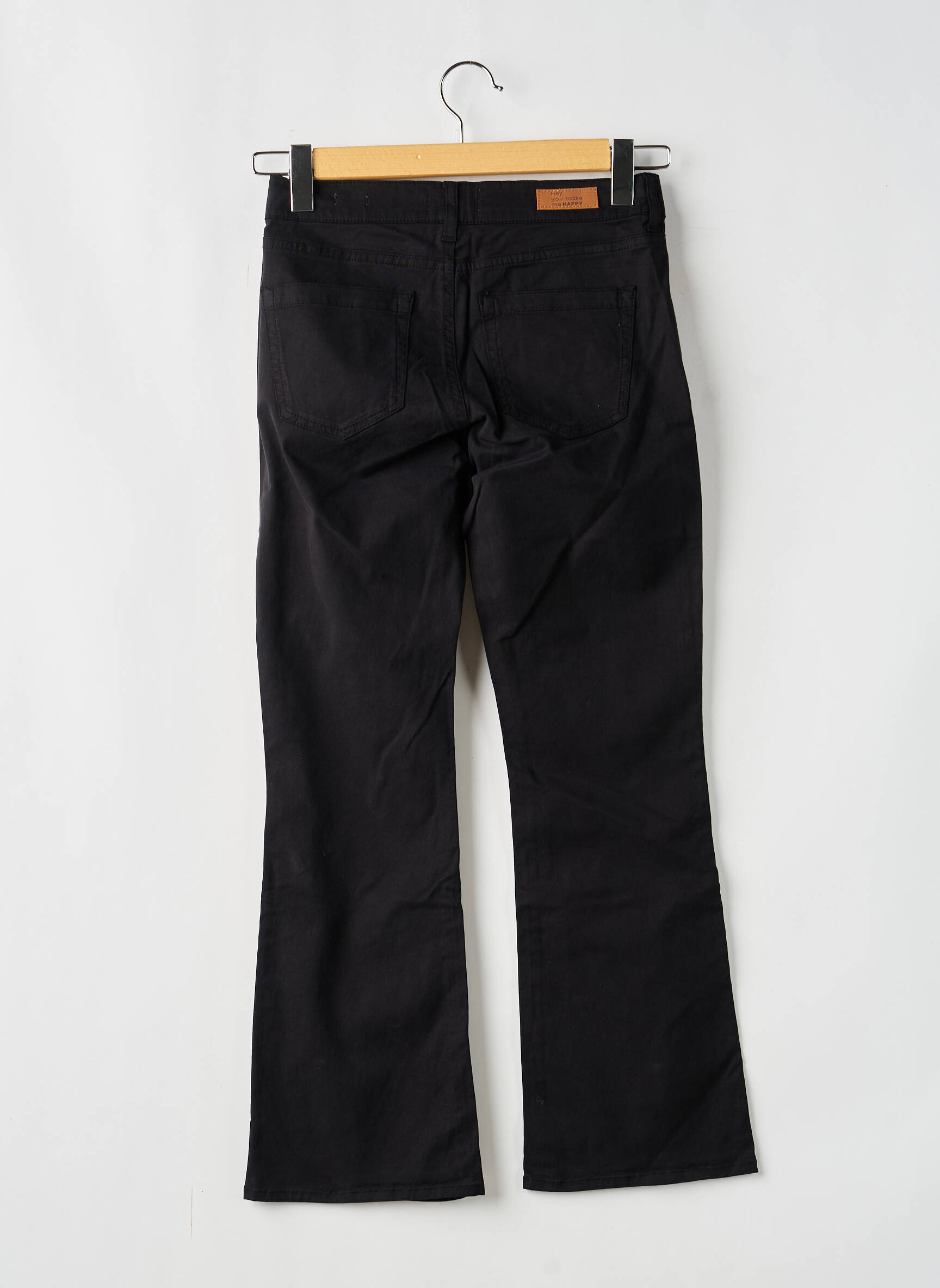 Pantalon flare taille normale taille normale noir HAPPY femme