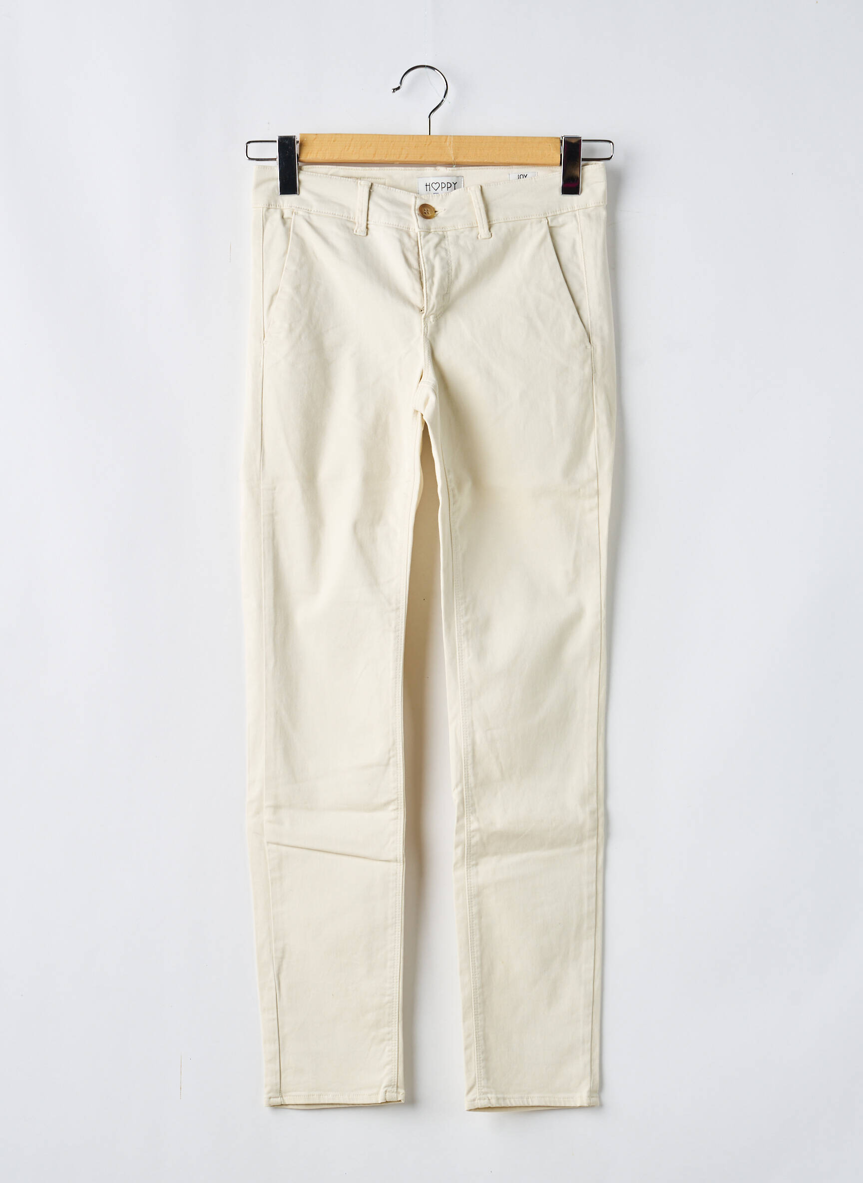 Pantalon chino tissage popeline taille normale beige HAPPY femme