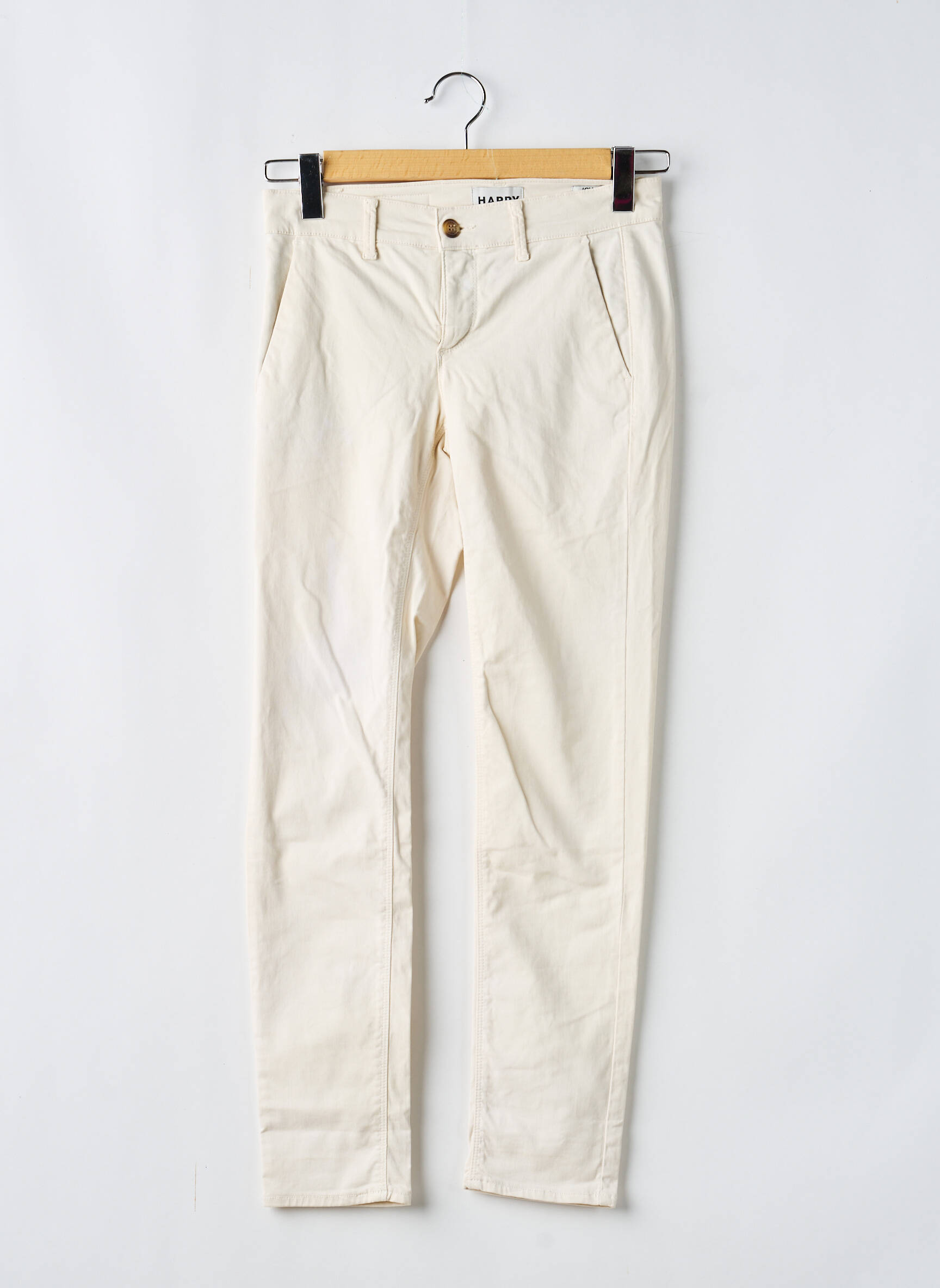Pantalon chino tissage popeline taille normale beige HAPPY femme