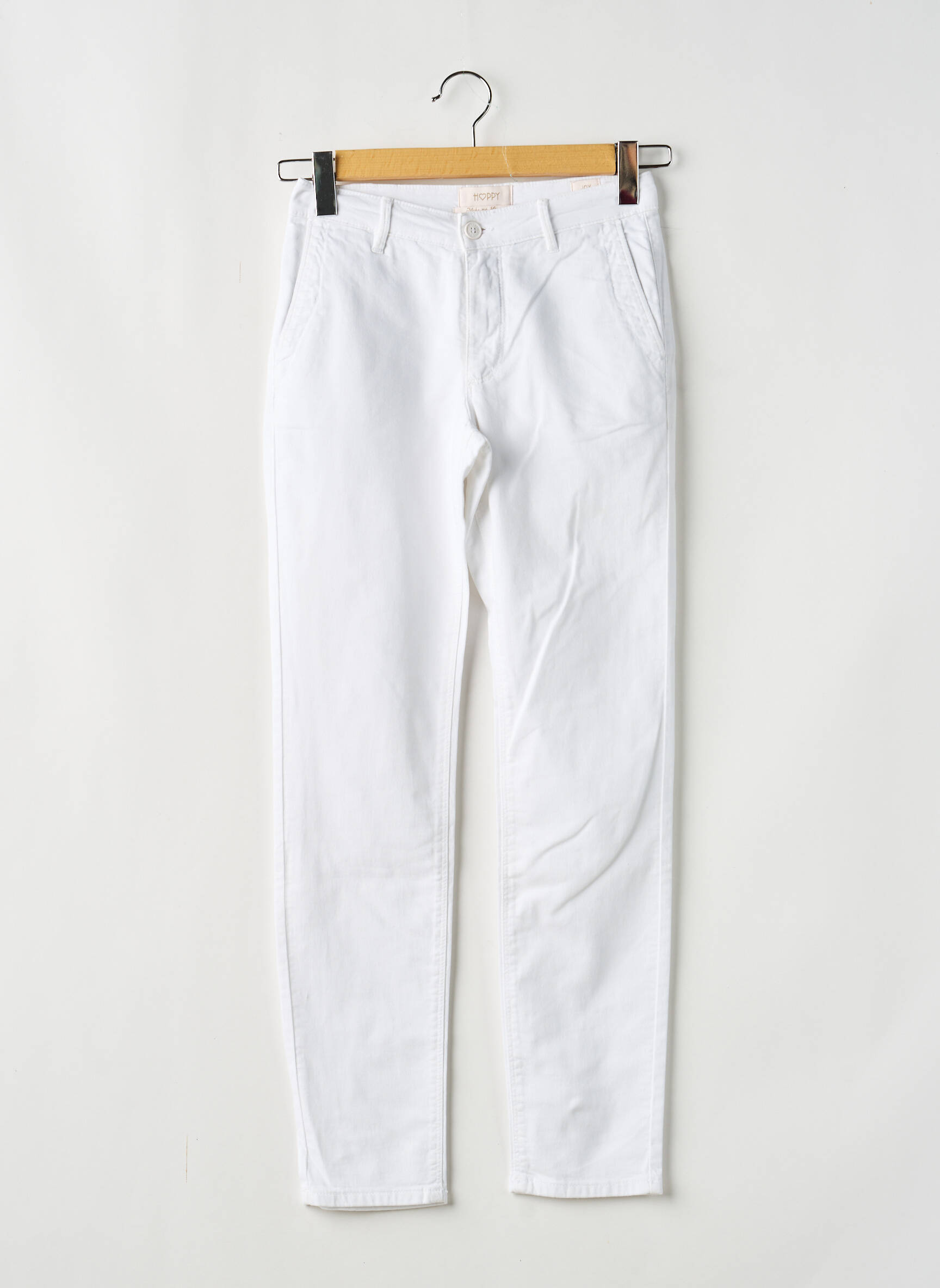 Pantalon chino tissage popeline taille normale blanc HAPPY femme