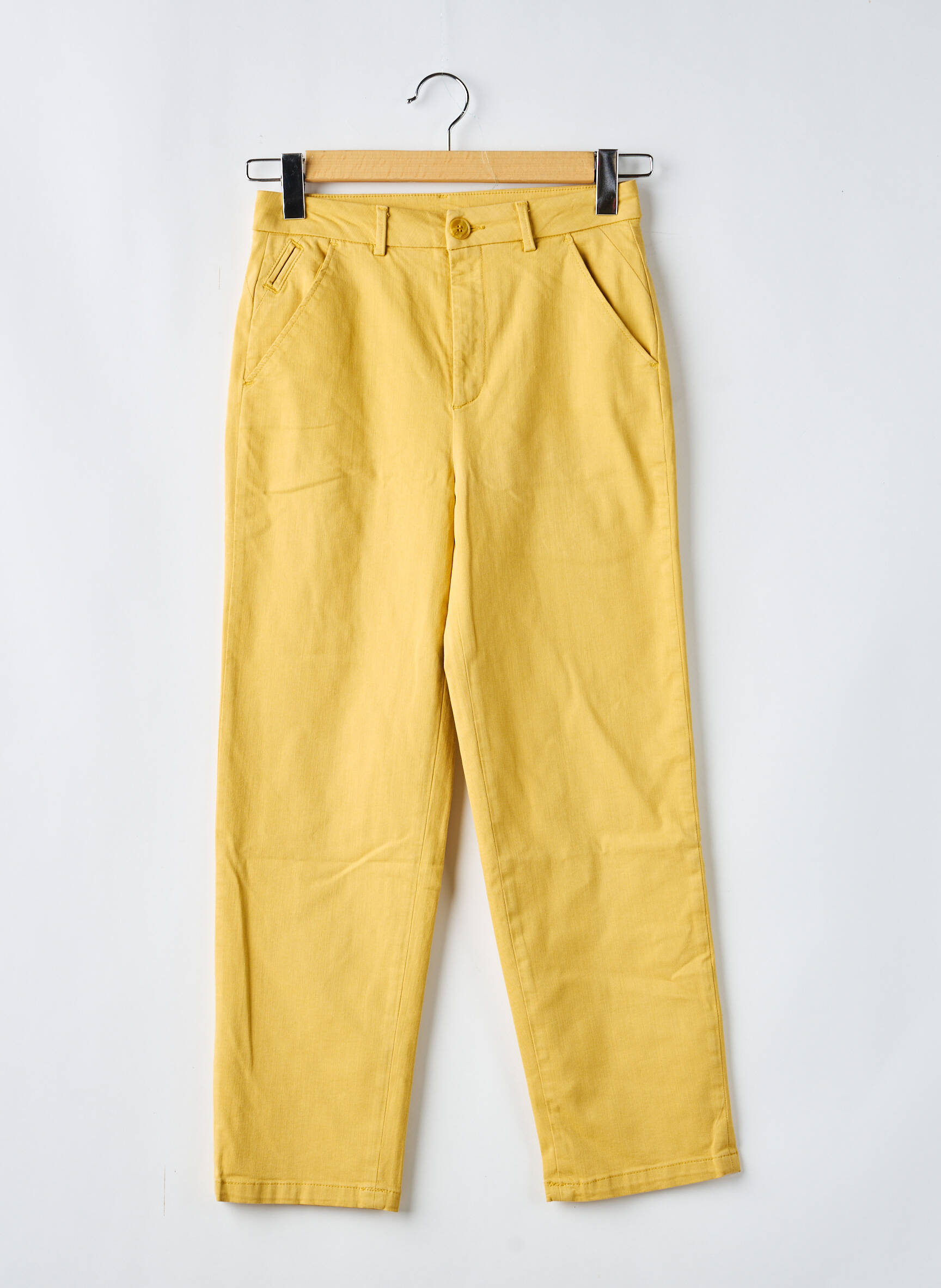 Pantalon chino tissage popeline taille normale jaune REIKO femme