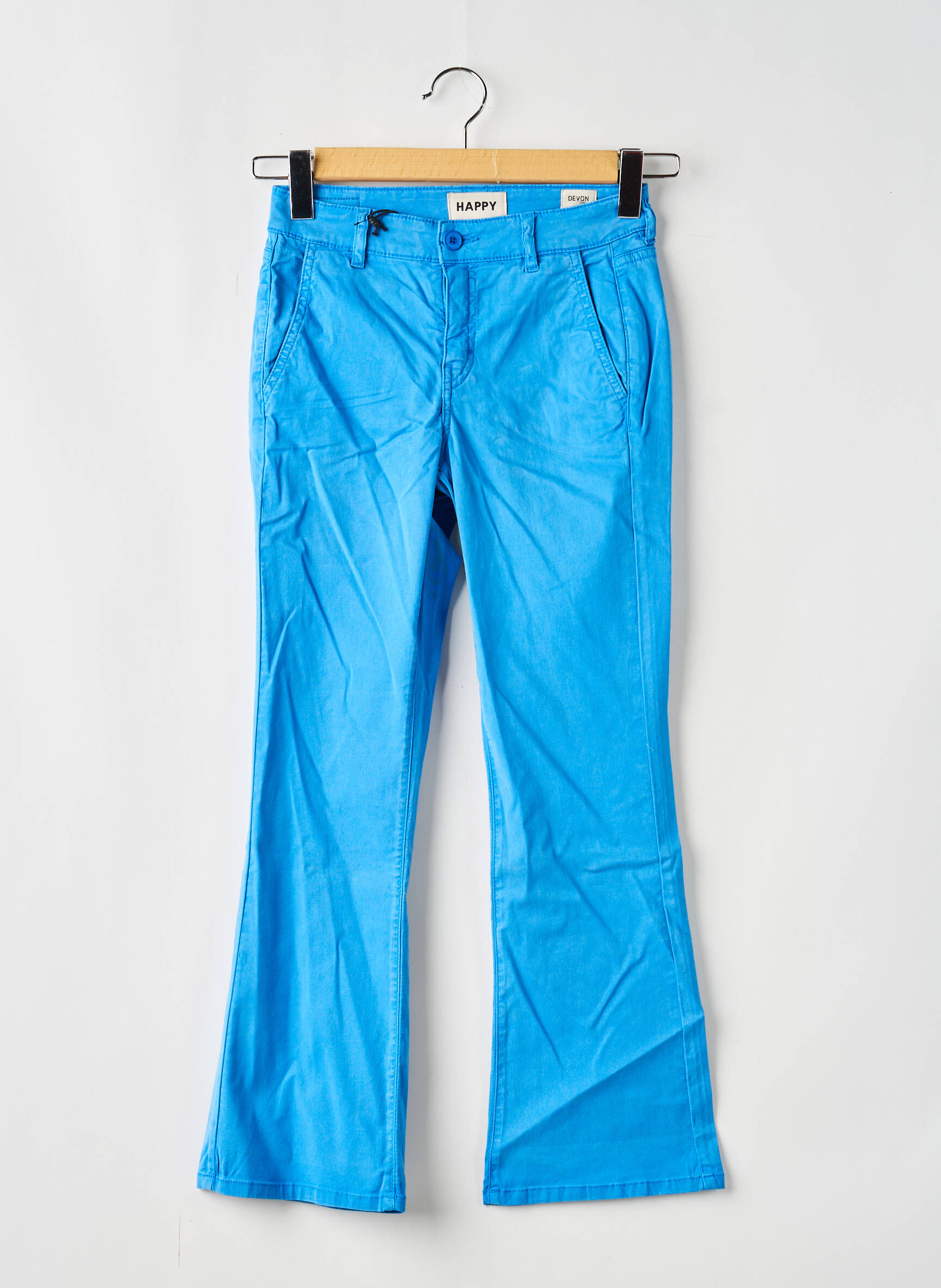 Pantalon flare stretch taille normale bleu HAPPY femme