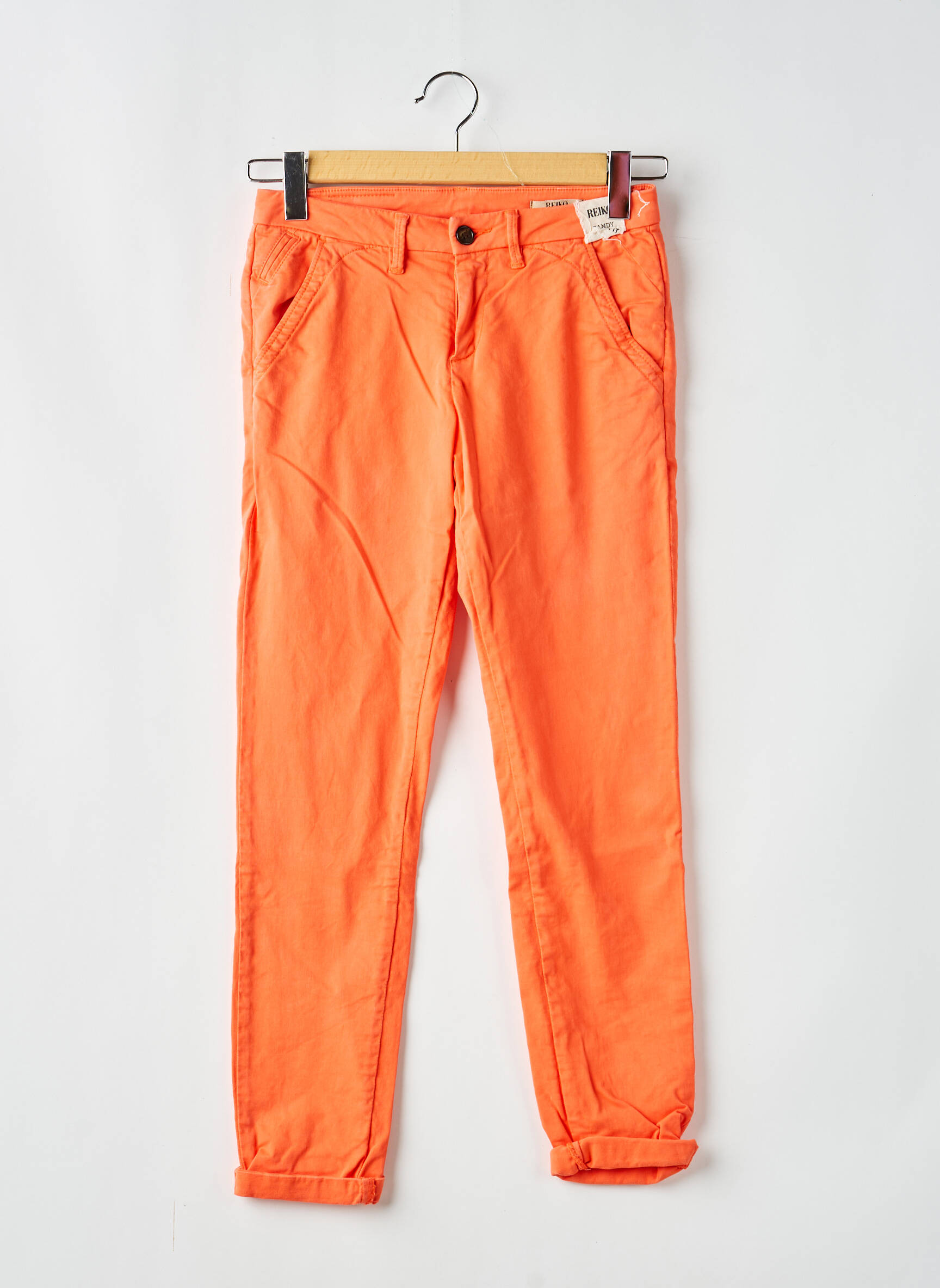 Pantalon chino tissage popeline taille normale orange REIKO femme