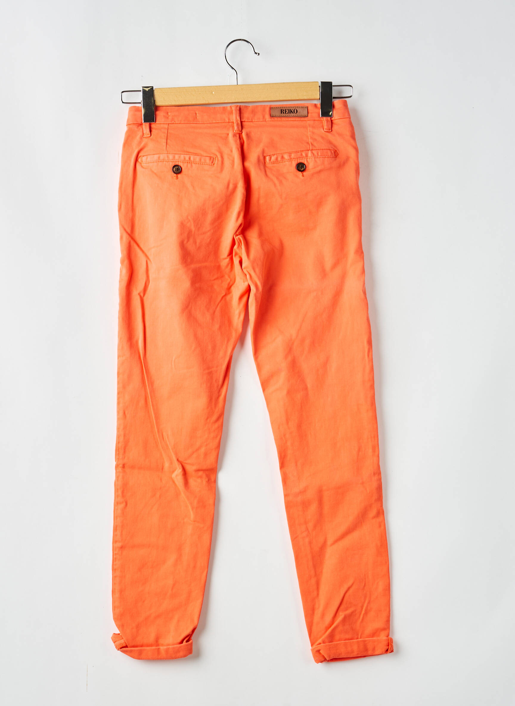 Pantalon chino tissage popeline taille normale orange REIKO femme