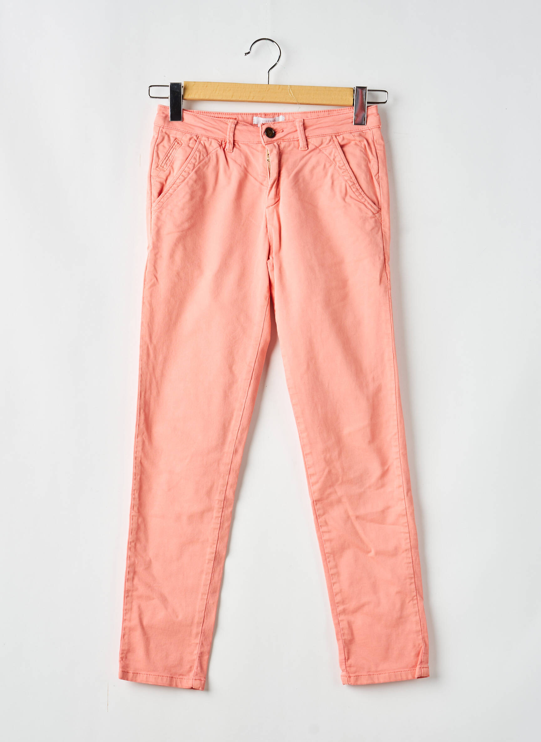 Pantalon chino tissage popeline taille normale orange clair REIKO femme
