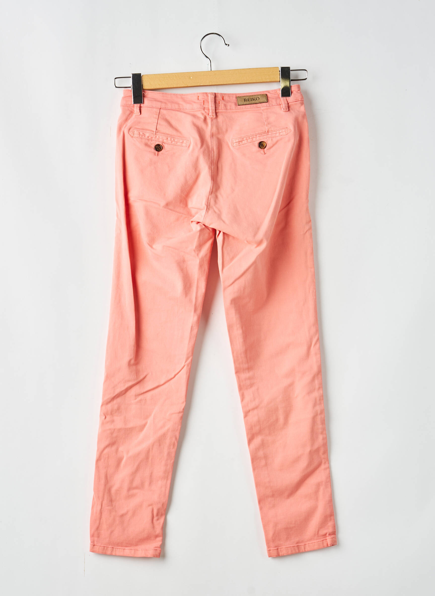 Pantalon chino tissage popeline taille normale orange clair REIKO femme