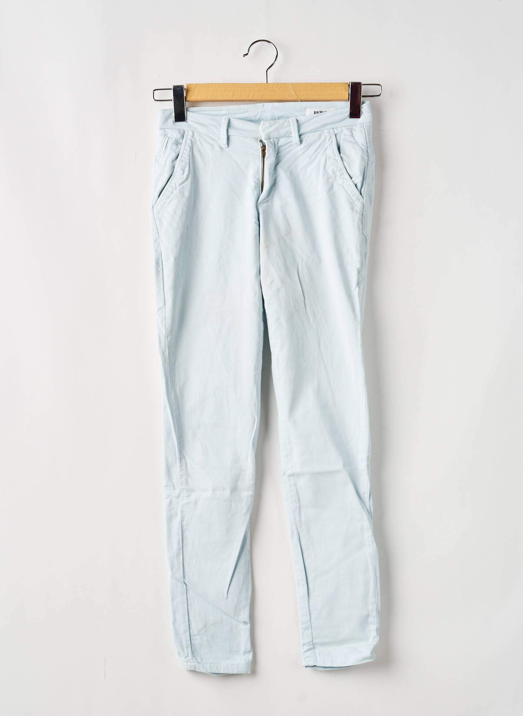Pantalon chino tissage popeline taille normale bleu REIKO femme
