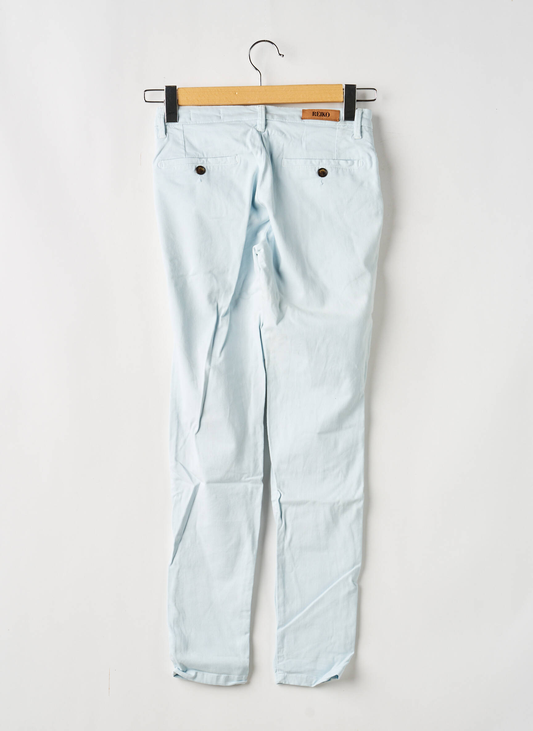 Pantalon chino tissage popeline taille normale bleu REIKO femme