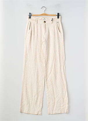 Pantalon droit fermeture zippée sous rabat boutonné beige FREEMAN T.PORTER femme
