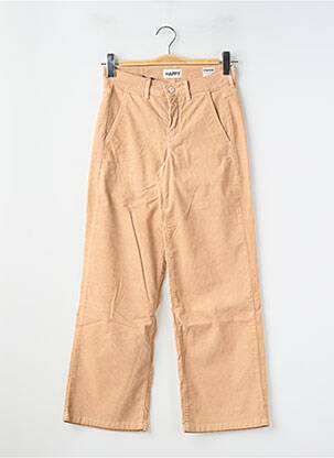 Pantalon large fermeture zippée sous rabat boutonné taille normale beige HAPPY femme