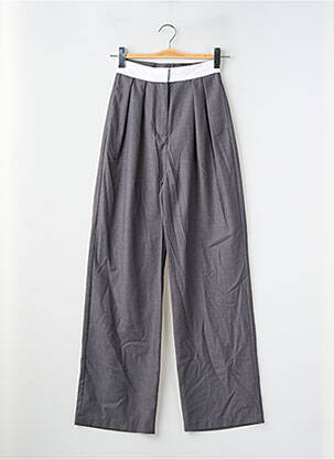 Pantalon large taille à pinces taille haute gris SUNCOO femme