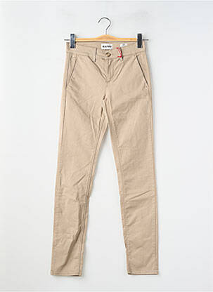 Pantalon chino tissage popeline taille normale marron HAPPY femme