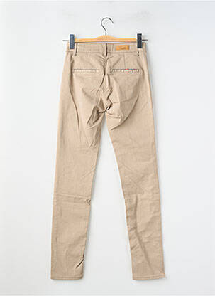 Pantalon chino tissage popeline taille normale marron HAPPY femme