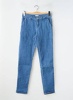 Pantalon chino fermeture zippée sous rabat boutonné bleu KANOPE femme