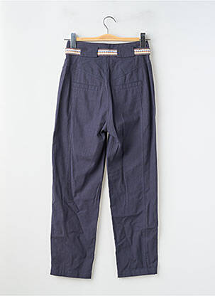 Pantalon droit tissage crêpe taille haute bleu SUNCOO femme
