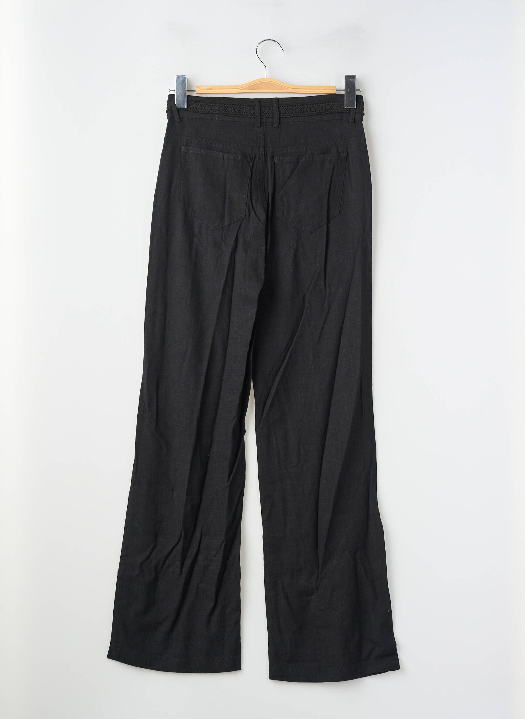 Pantalon droit fermeture zippée sous rabat boutonné noir FREEMAN T.PORTER femme