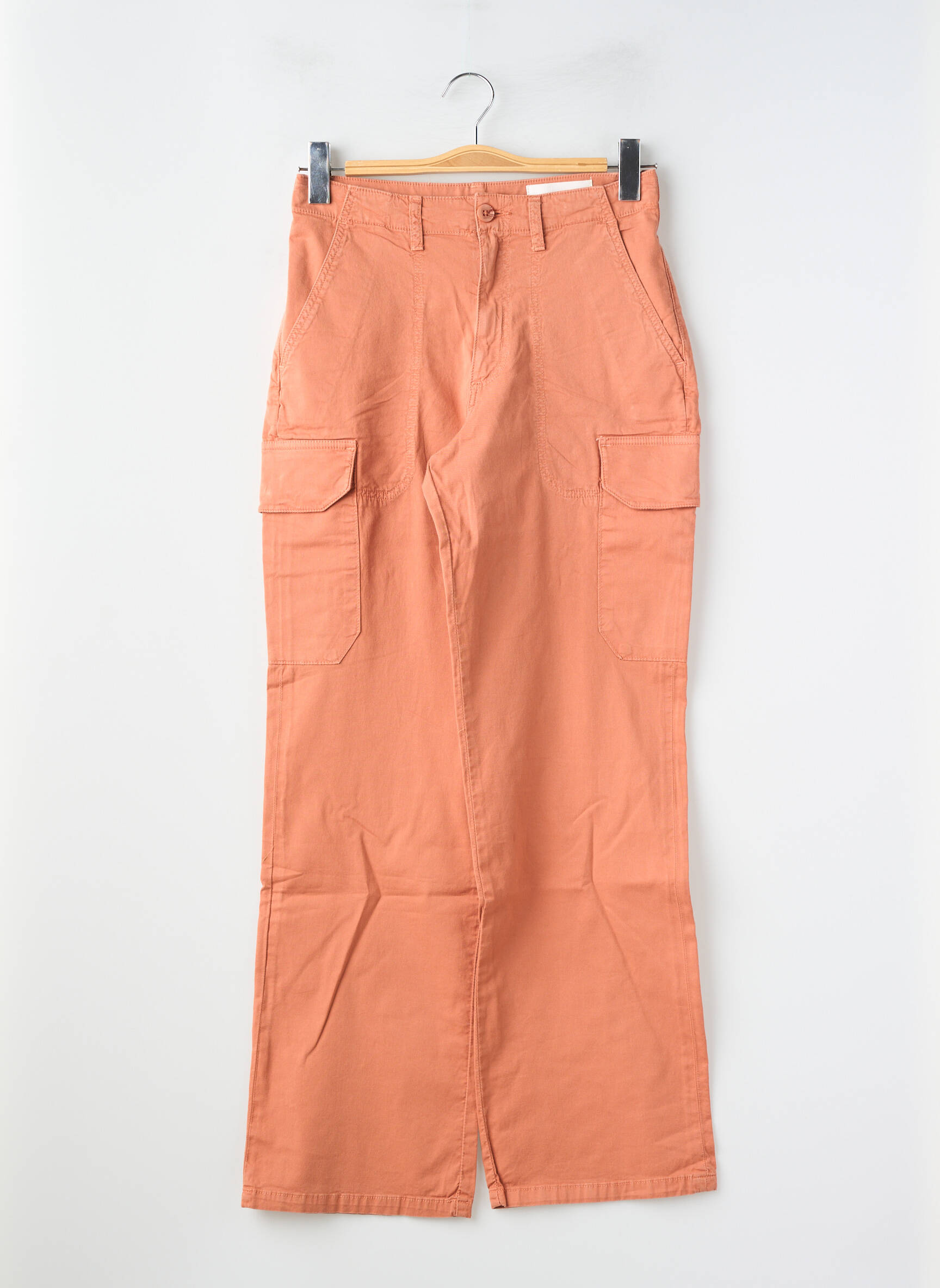 Pantalon cargo coupe droite taille normale orange REIKO femme