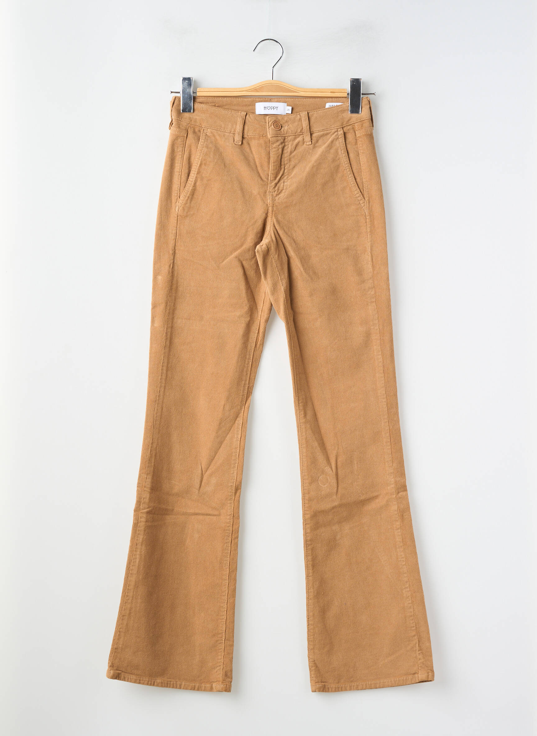 Pantalon flare stretch taille haute beige HAPPY femme