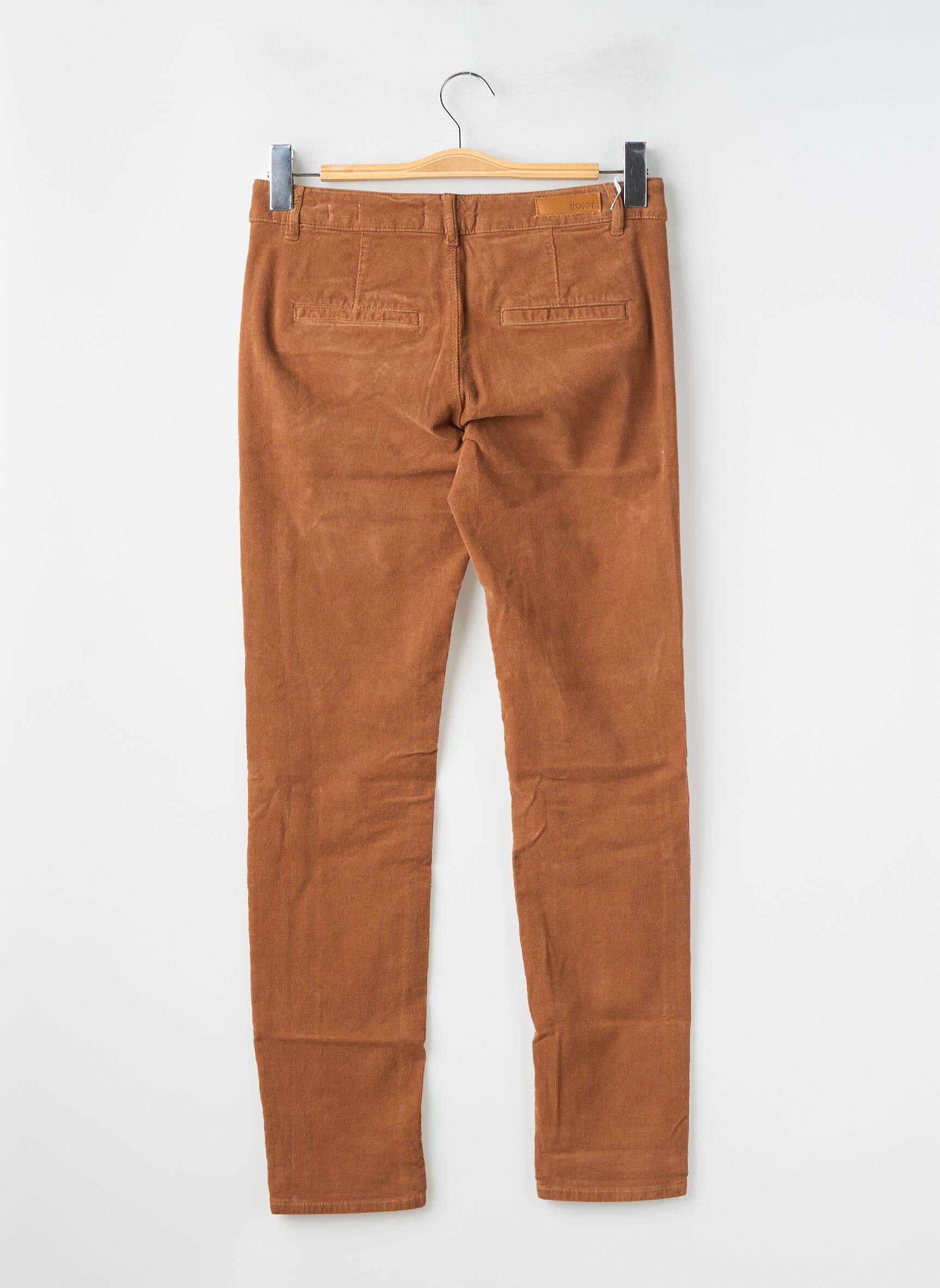 Pantalon chino fermeture zippée sous rabat boutonné taille normale marron HAPPY femme