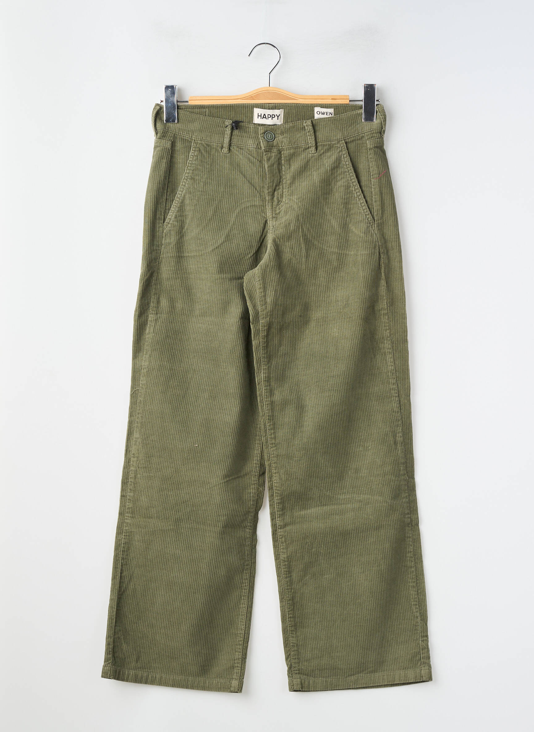 Pantalon large fermeture zippée sous rabat boutonné taille normale vert HAPPY femme