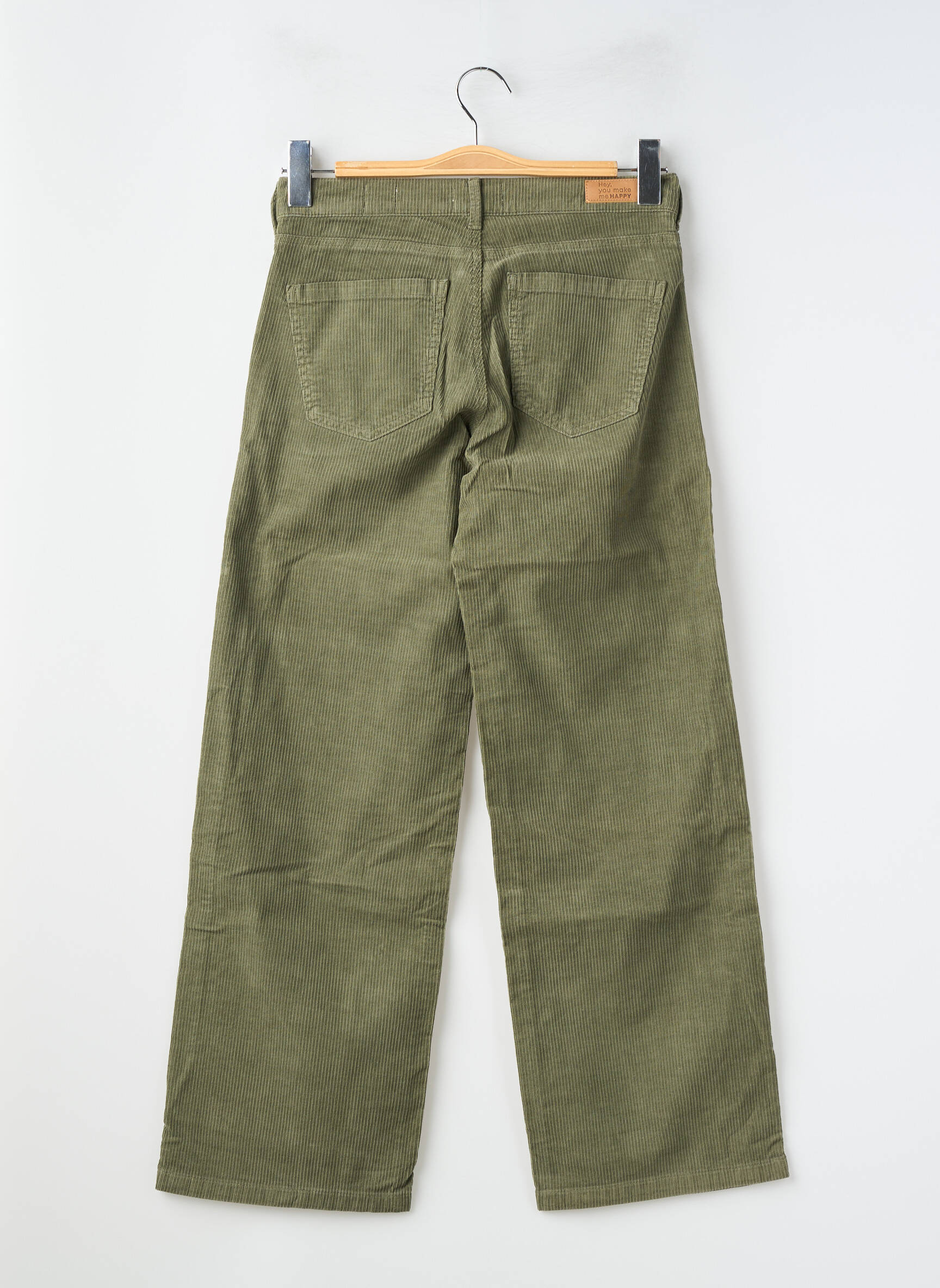 Pantalon large fermeture zippée sous rabat boutonné taille normale vert HAPPY femme
