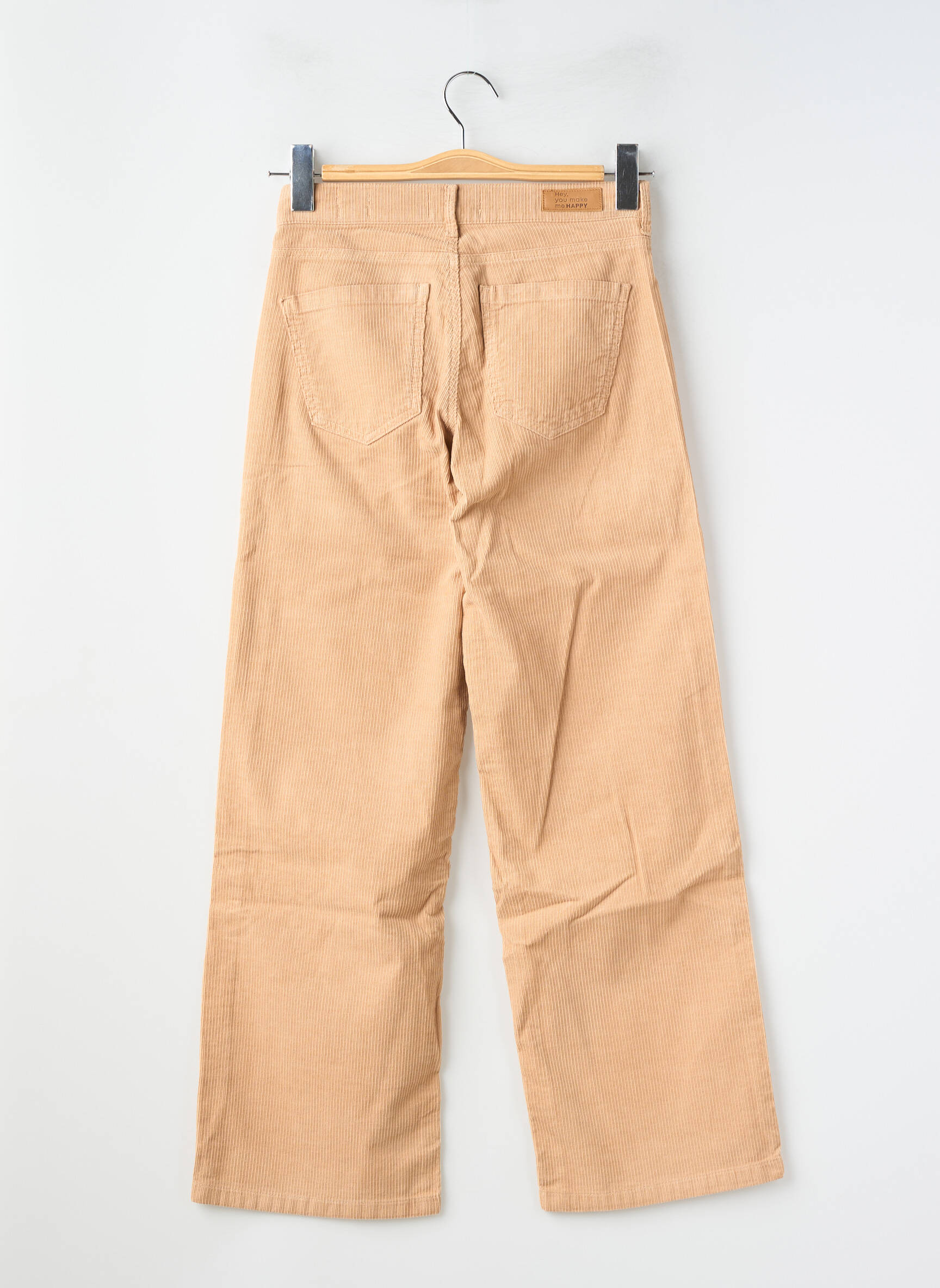 Pantalon large fermeture zippée sous rabat boutonné taille normale beige HAPPY femme