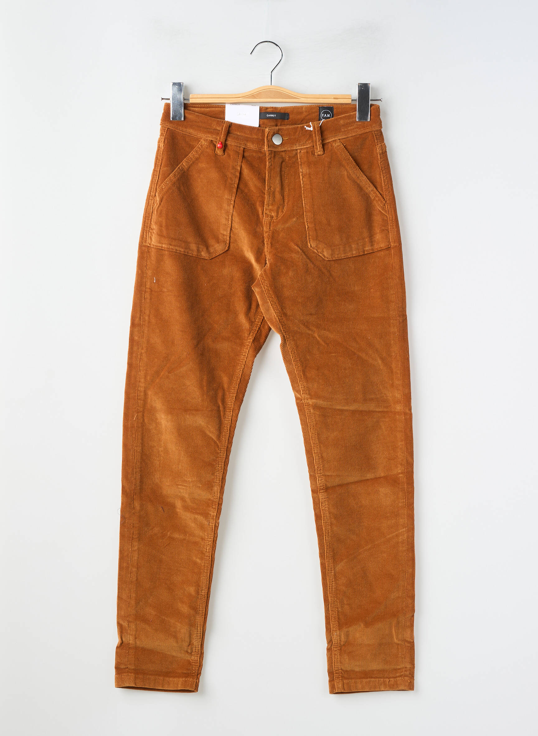 Pantalon slim stretch taille normale jaune F.A.M. femme