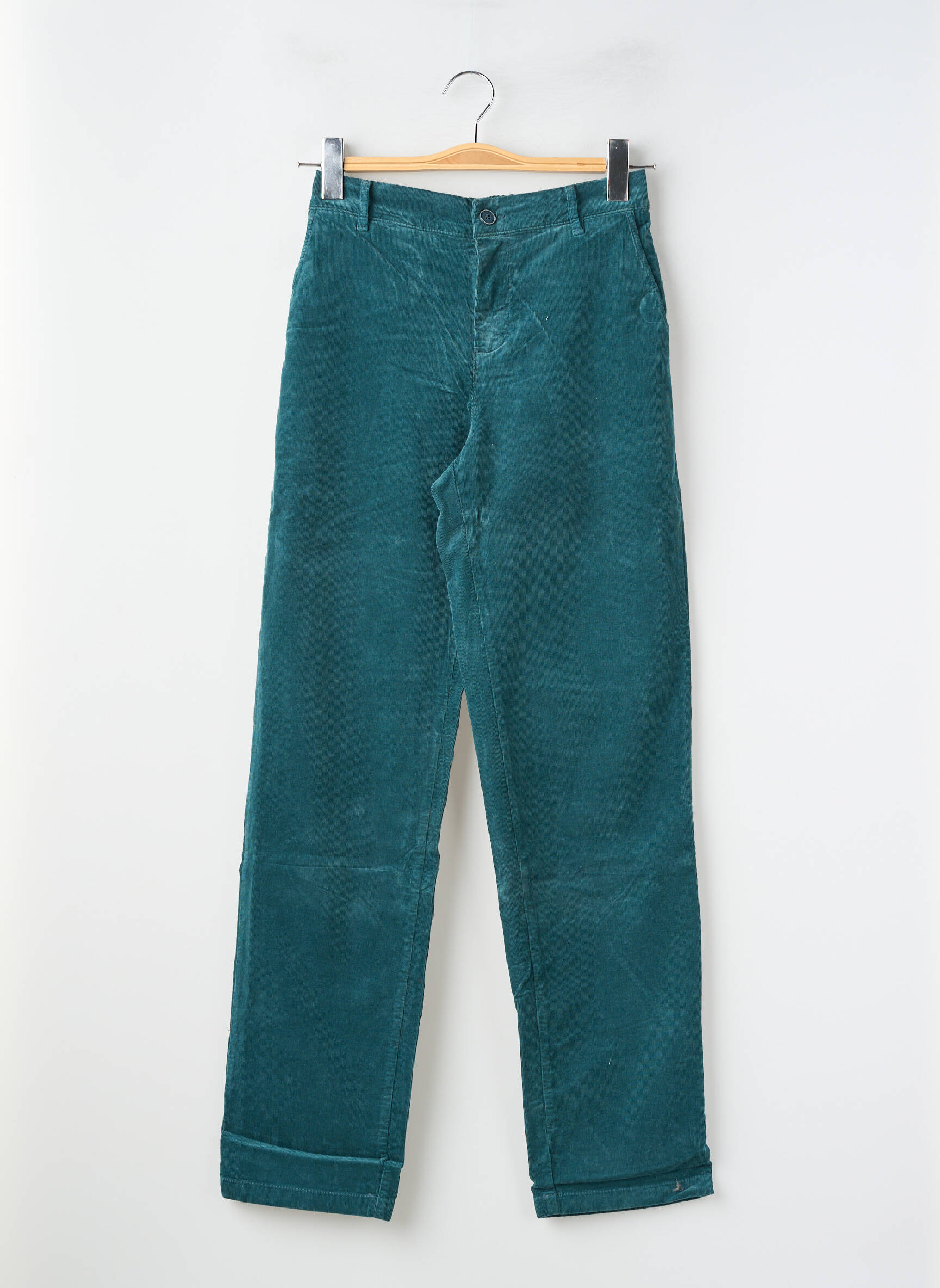 Pantalon chino fermeture zippée sous rabat boutonné taille haute vert HAPPY femme